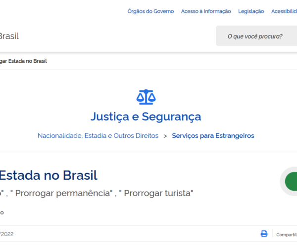 Estrangeiro prorrogando sua estadia no Brasil